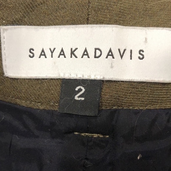 Sayakdavis Pants Size 2 Olive Green High Rise Trousers - Picture 9 of 9